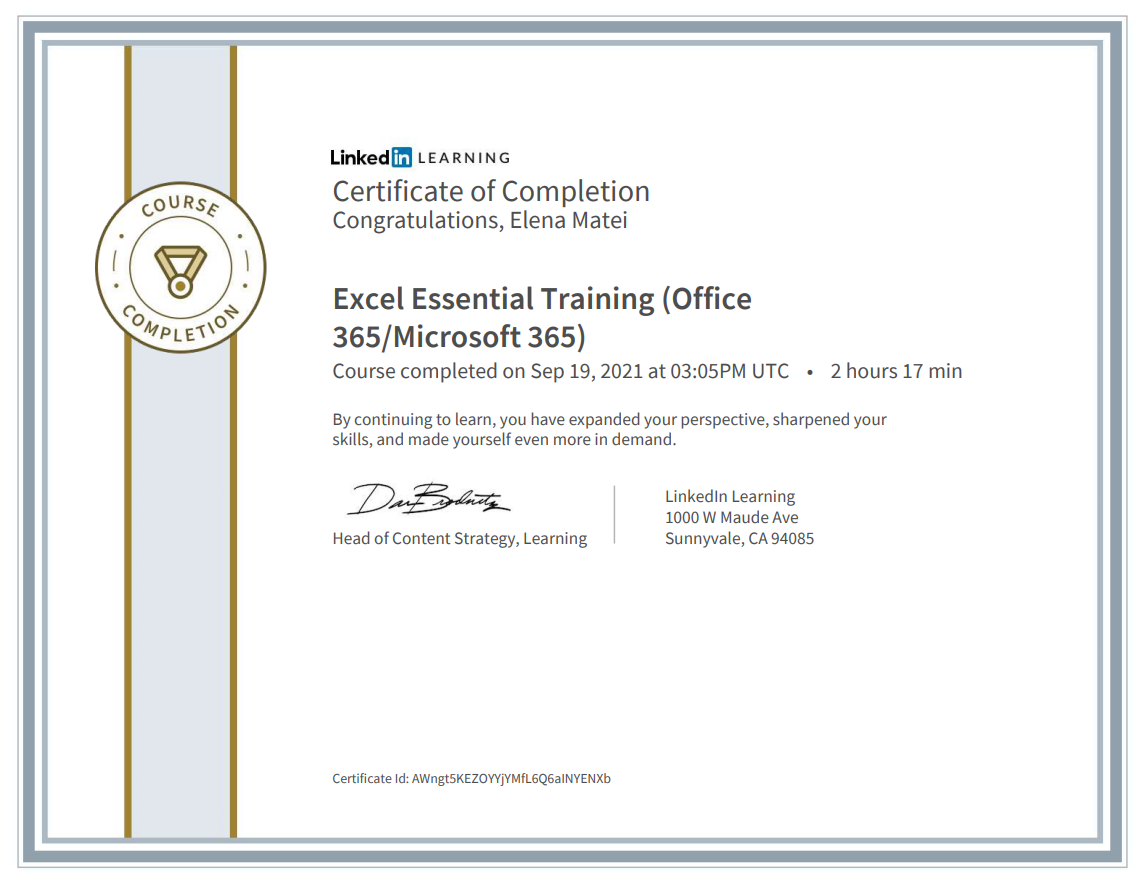 Excel Certificate